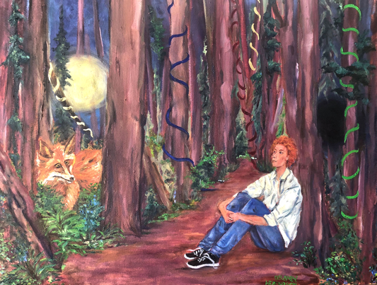 Fox in the Forest 24” x 30” x 1.25” oil on canvas painting