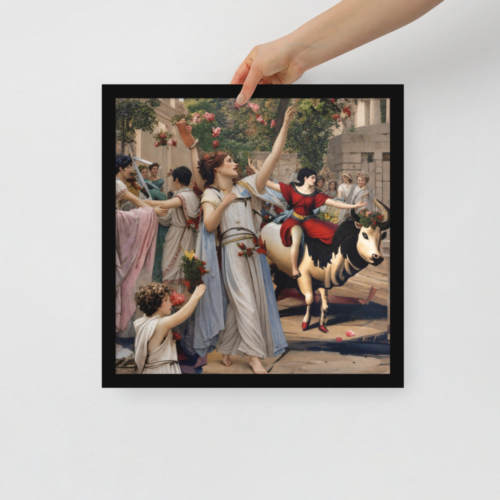 The Procession Framed Art Print - A girl's rite of passage in olden times.