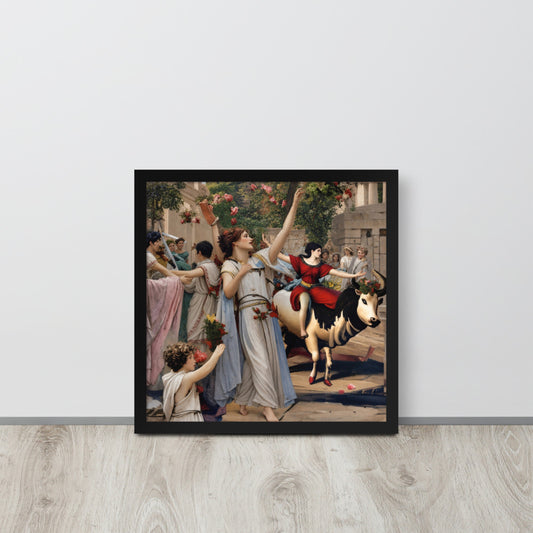 The Procession Framed Art Print - A girl's rite of passage in olden times.